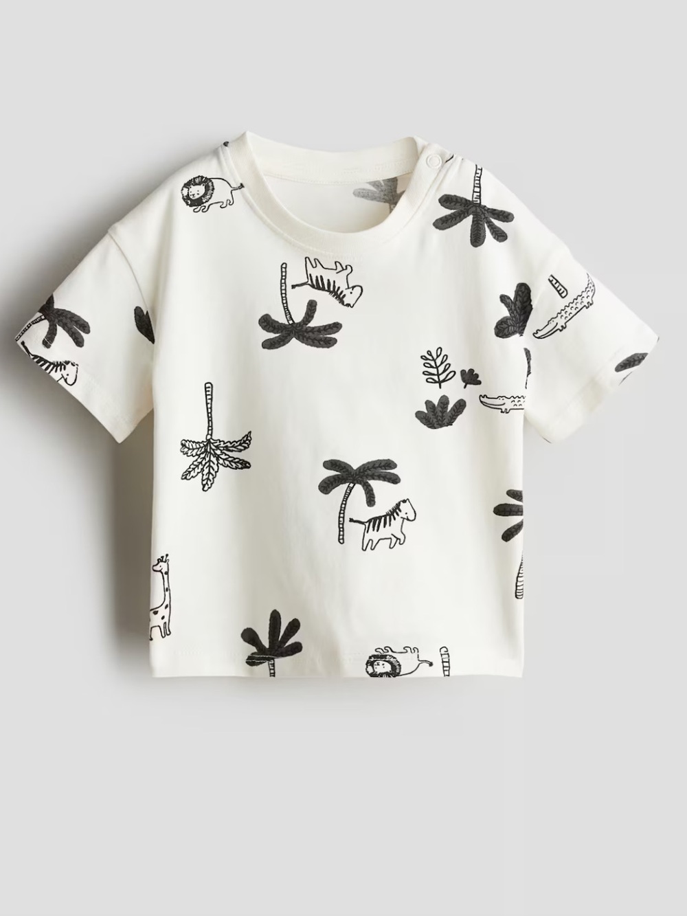 H&M White Tee with Black Safari Print
